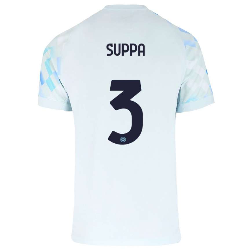 ילדים כדורגל Simone Suppa #3 לבן כחול הרחק ג'רזי 2025/26