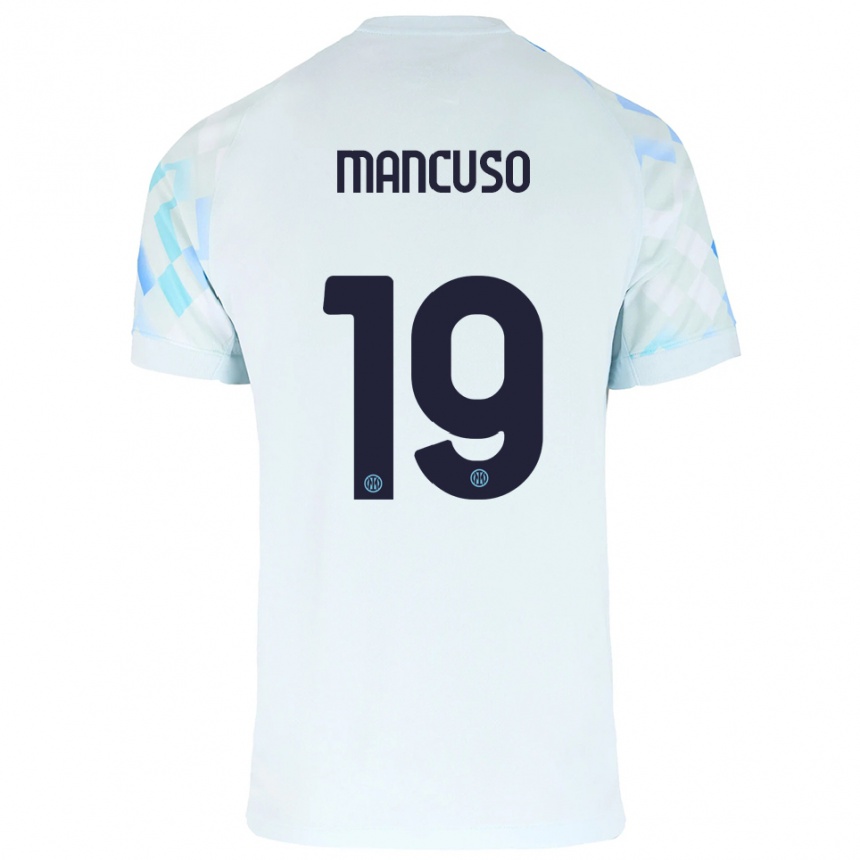 ילדים כדורגל Matias Mancuso #19 לבן כחול הרחק ג'רזי 2025/26