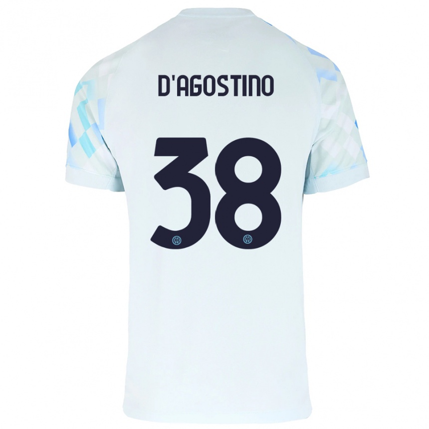 ילדים כדורגל Giovanni D'agostino #38 לבן כחול הרחק ג'רזי 2025/26