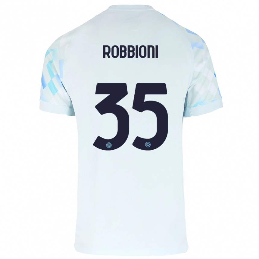 ילדים כדורגל Matilde Robbioni #35 לבן כחול הרחק ג'רזי 2025/26