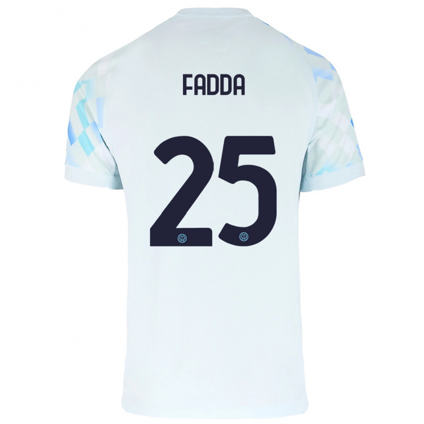 ילדים כדורגל Paola Fadda #25 לבן כחול הרחק ג'רזי 2025/26