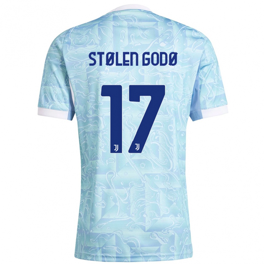 ילדים כדורגל Emma Stølen Godø #17 תכלת צהוב הרחק ג'רזי 2025/26