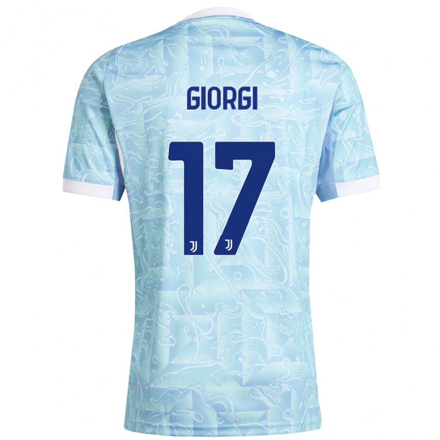 ילדים כדורגל לורנצו ג'ורג'י #17 תכלת צהוב הרחק ג'רזי 2025/26