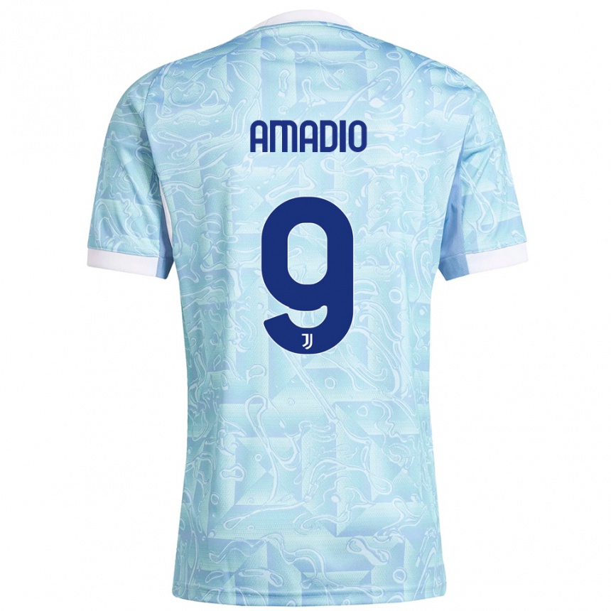 ילדים כדורגל Alex Amadio #9 תכלת צהוב הרחק ג'רזי 2025/26