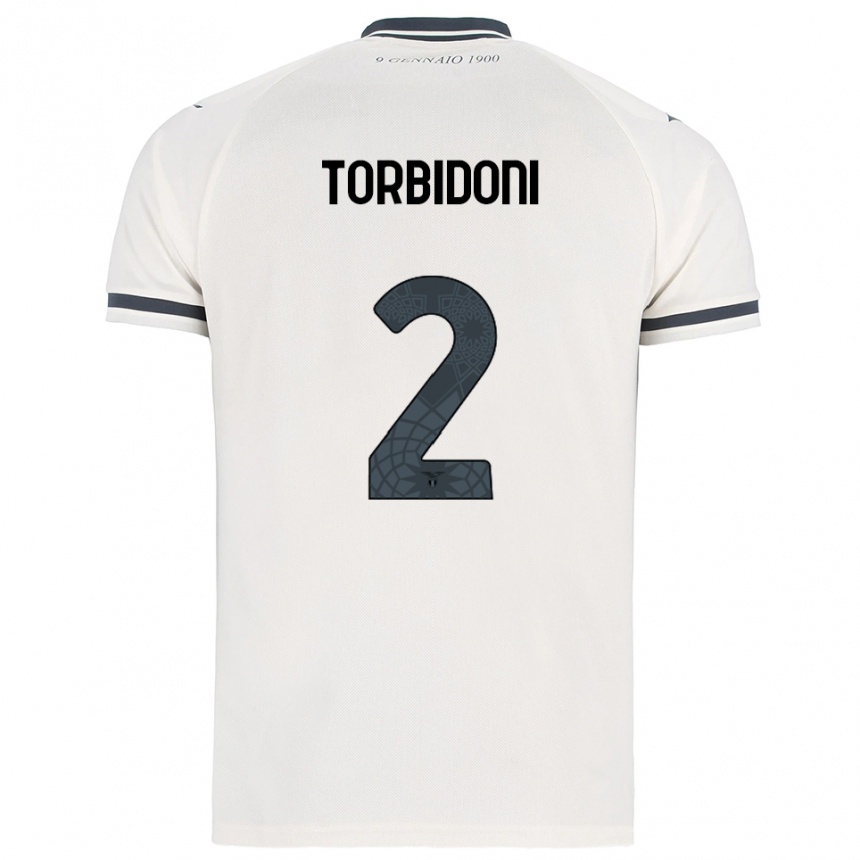 ילדים כדורגל Marco Torbidoni #2 לבן נייבי הרחק ג'רזי 2025/26