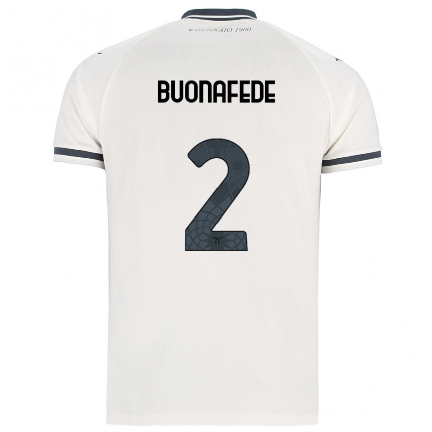 ילדים כדורגל Tommaso Buonafede #2 לבן נייבי הרחק ג'רזי 2025/26