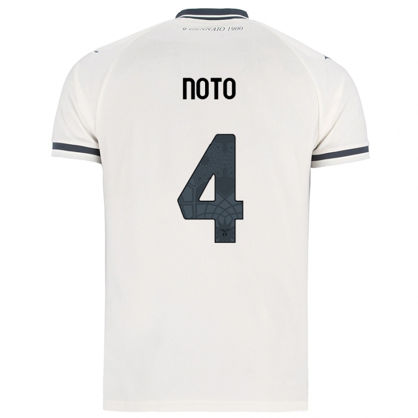 ילדים כדורגל Pierpaolo Noto #4 לבן נייבי הרחק ג'רזי 2025/26