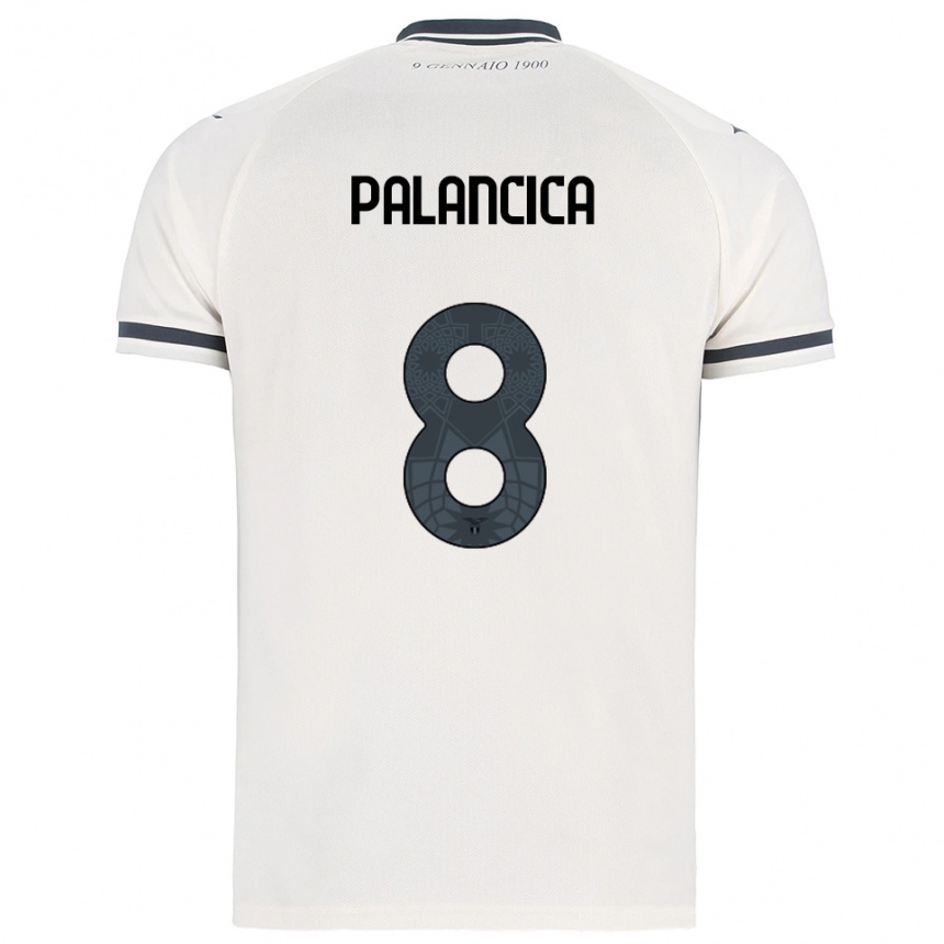 ילדים כדורגל Cristian Palancica #8 לבן נייבי הרחק ג'רזי 2025/26