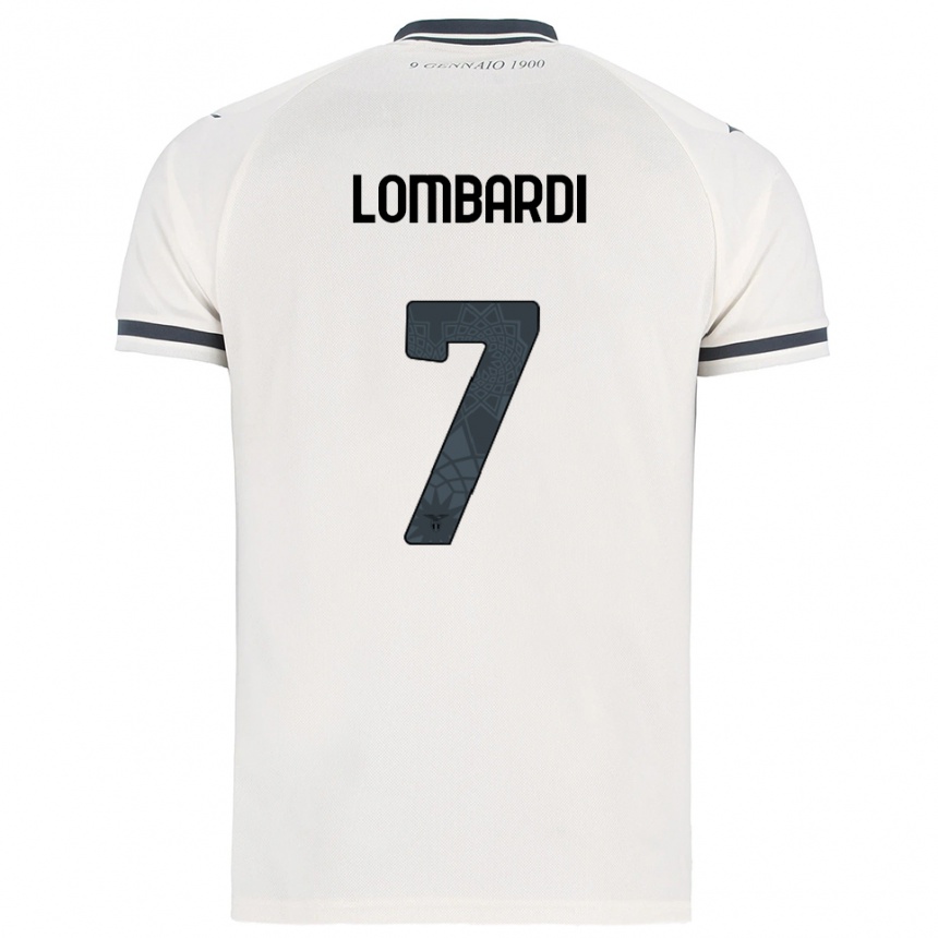 ילדים כדורגל Pierlorenzo Lombardi #7 לבן נייבי הרחק ג'רזי 2025/26