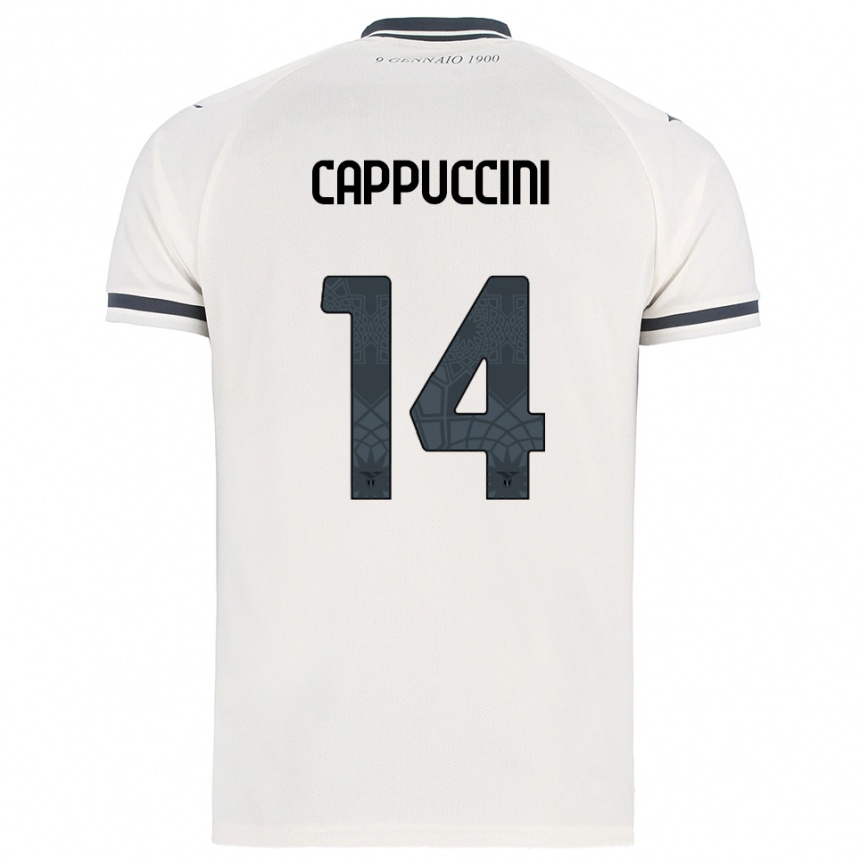 ילדים כדורגל Samuele Cappuccini #14 לבן נייבי הרחק ג'רזי 2025/26