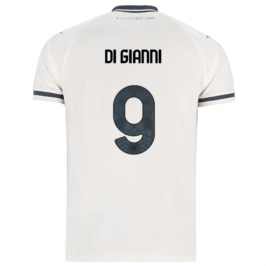 ילדים כדורגל Vincenzo Di Gianni #9 לבן נייבי הרחק ג'רזי 2025/26