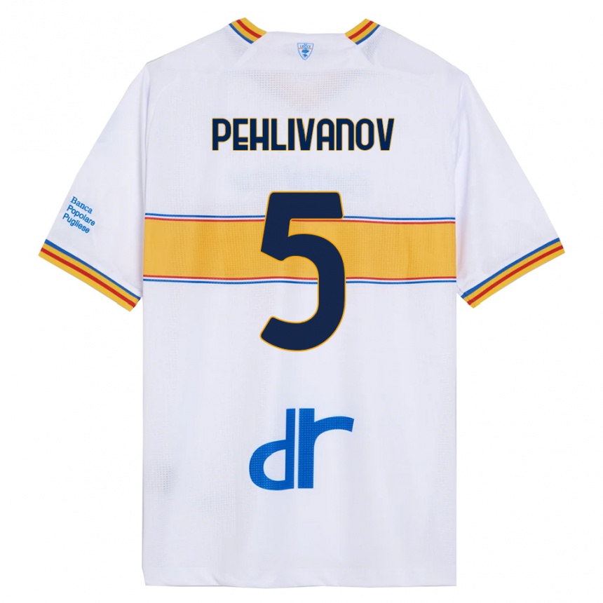 ילדים כדורגל Cristian Pehlivanov #5 לבן צהוב הרחק ג'רזי 2025/26