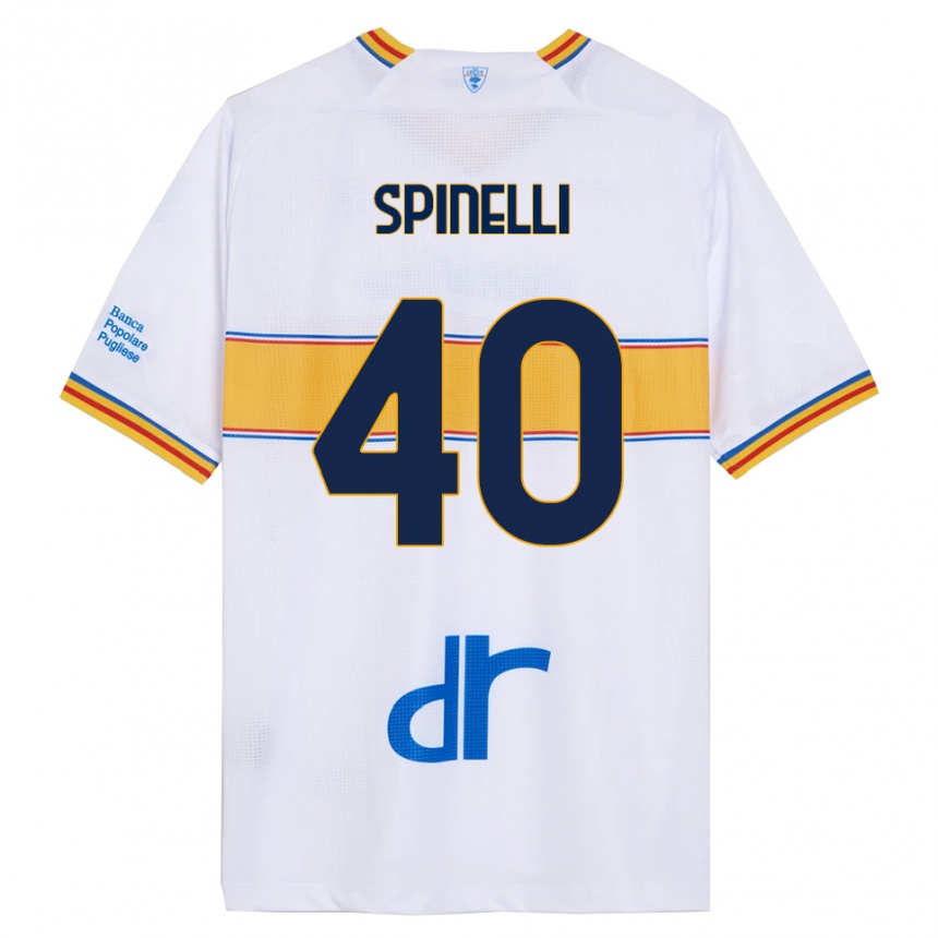 ילדים כדורגל Nicolò Spinelli #40 לבן צהוב הרחק ג'רזי 2025/26