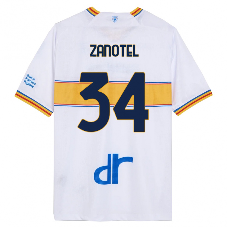 ילדים כדורגל Giovanni Zanotel #34 לבן צהוב הרחק ג'רזי 2025/26