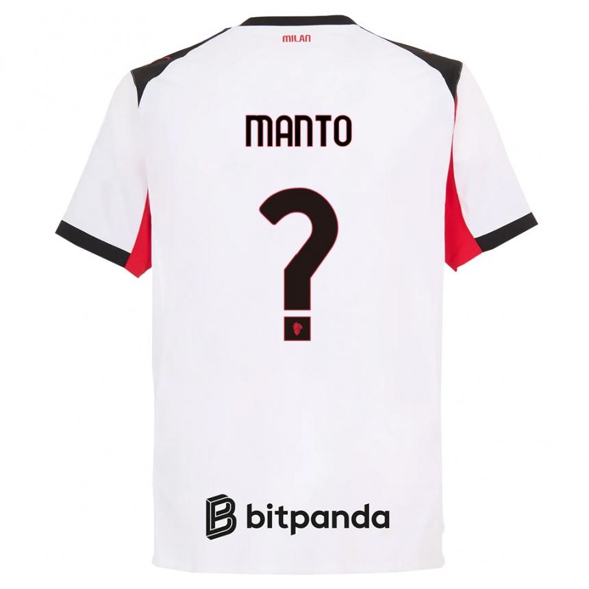 ילדים כדורגל Gaetano Manto #0 לבן שחור הרחק ג'רזי 2025/26