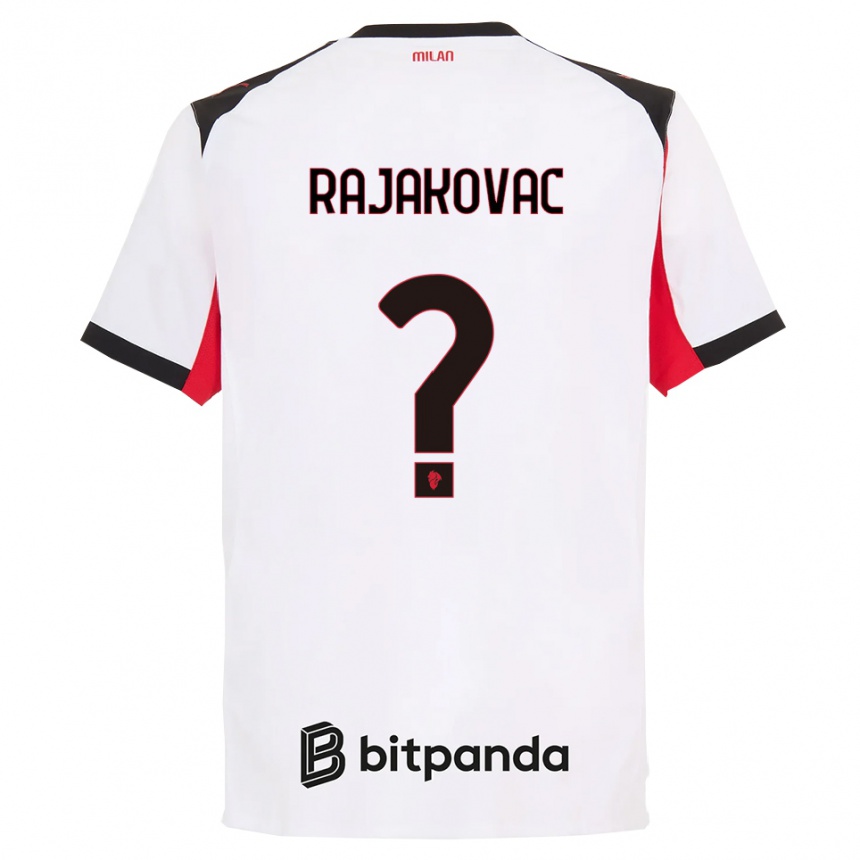 ילדים כדורגל Mihajlo Rajakovac #0 לבן שחור הרחק ג'רזי 2025/26
