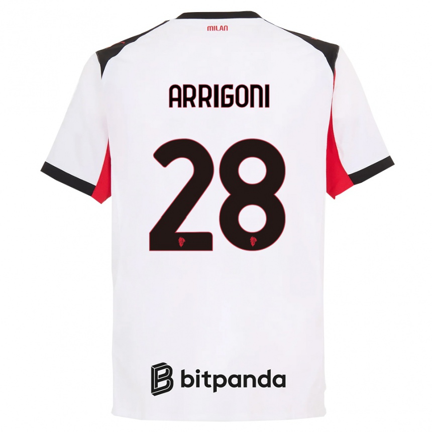 ילדים כדורגל Giorgia Arrigoni #28 לבן שחור הרחק ג'רזי 2025/26