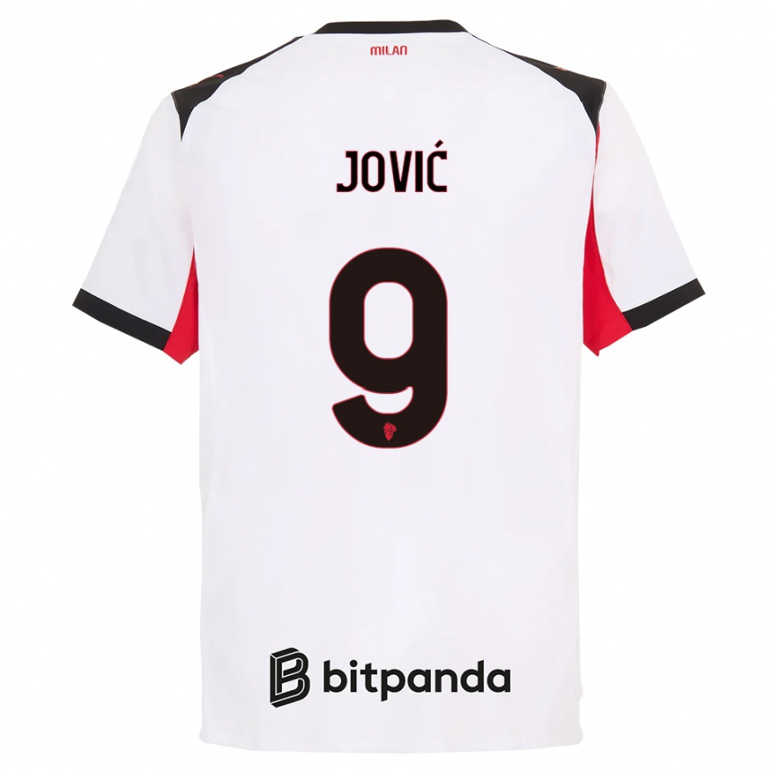ילדים כדורגל לוקה יוביץ' #9 לבן שחור הרחק ג'רזי 2025/26