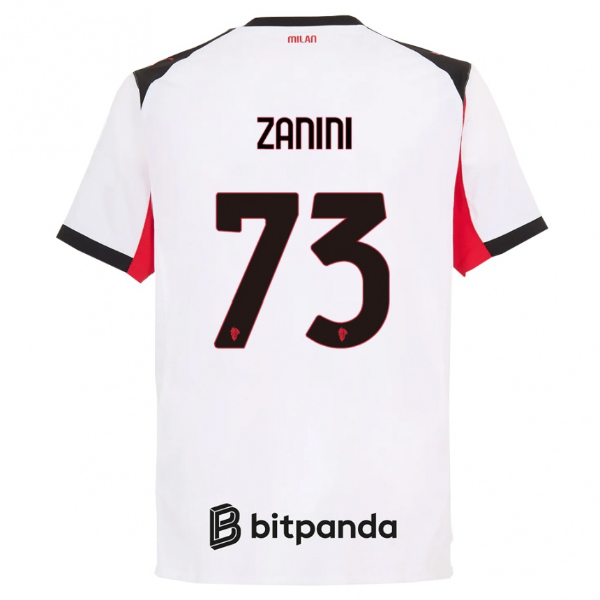 ילדים כדורגל Paola Zanini #73 לבן שחור הרחק ג'רזי 2025/26