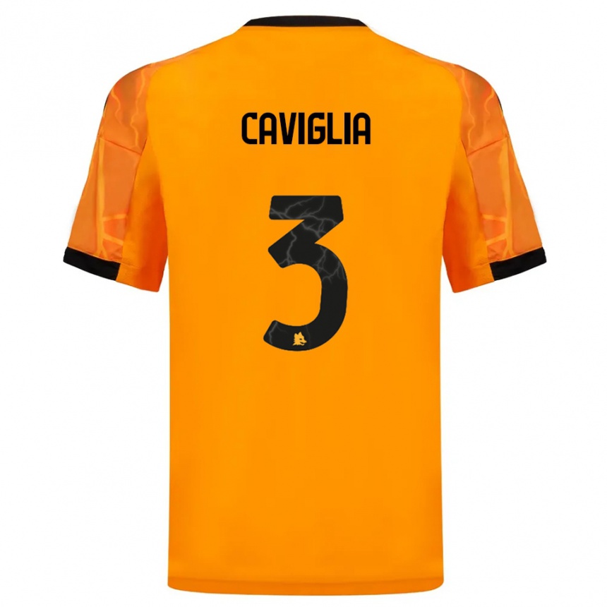 ילדים כדורגל Manuel Caviglia #3 כתום שחור הרחק ג'רזי 2025/26