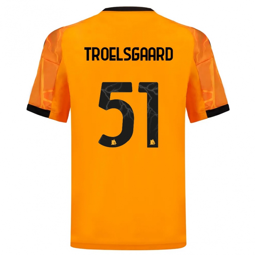 ילדים כדורגל Sanne Troelsgaard #51 כתום שחור הרחק ג'רזי 2025/26