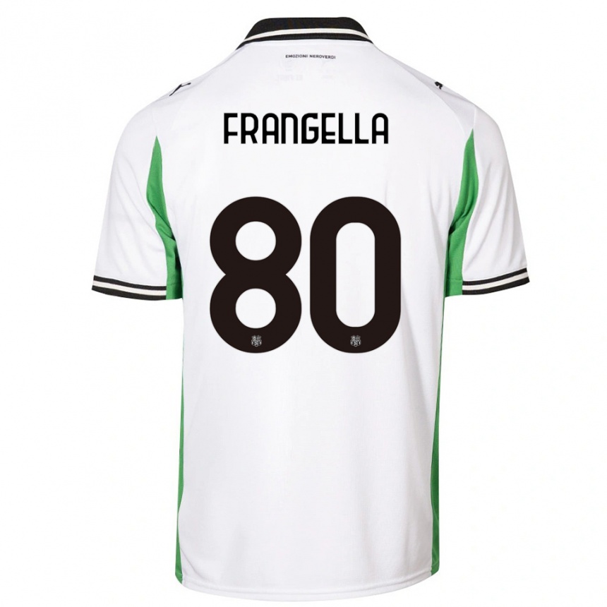 ילדים כדורגל Christian Frangella #80 לבן ירוק שחור הרחק ג'רזי 2025/26