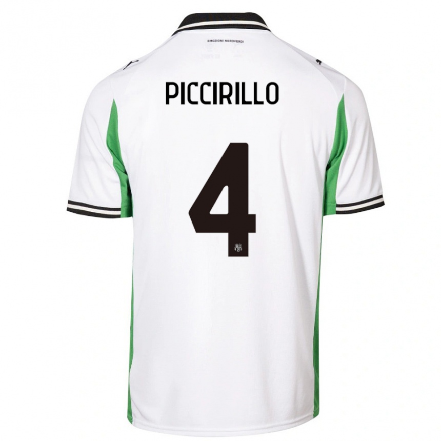 ילדים כדורגל Michele Piccirillo #4 לבן ירוק שחור הרחק ג'רזי 2025/26