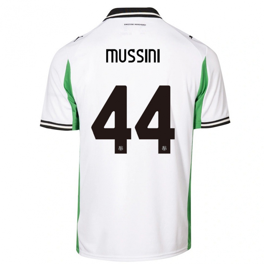 ילדים כדורגל Andrea Mussini #44 לבן ירוק שחור הרחק ג'רזי 2025/26