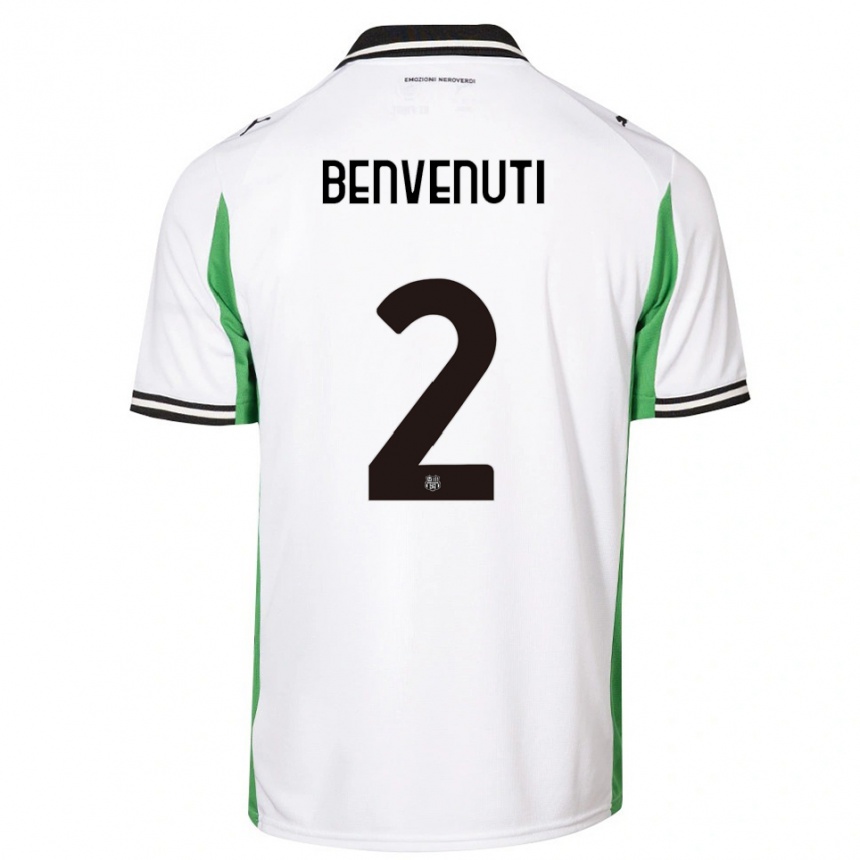 ילדים כדורגל Giacomo Benvenuti #2 לבן ירוק שחור הרחק ג'רזי 2025/26