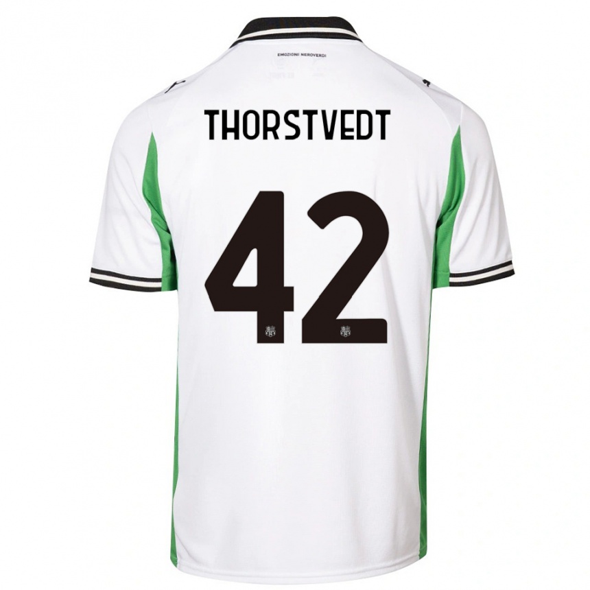 ילדים כדורגל כריסטיאן תורסטבדט #42 לבן ירוק שחור הרחק ג'רזי 2025/26