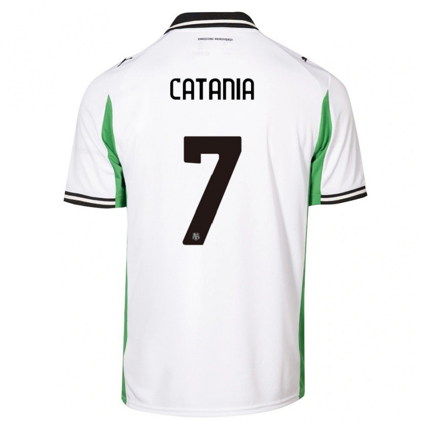 ילדים כדורגל ניקולו קטניה #7 לבן ירוק שחור הרחק ג'רזי 2025/26