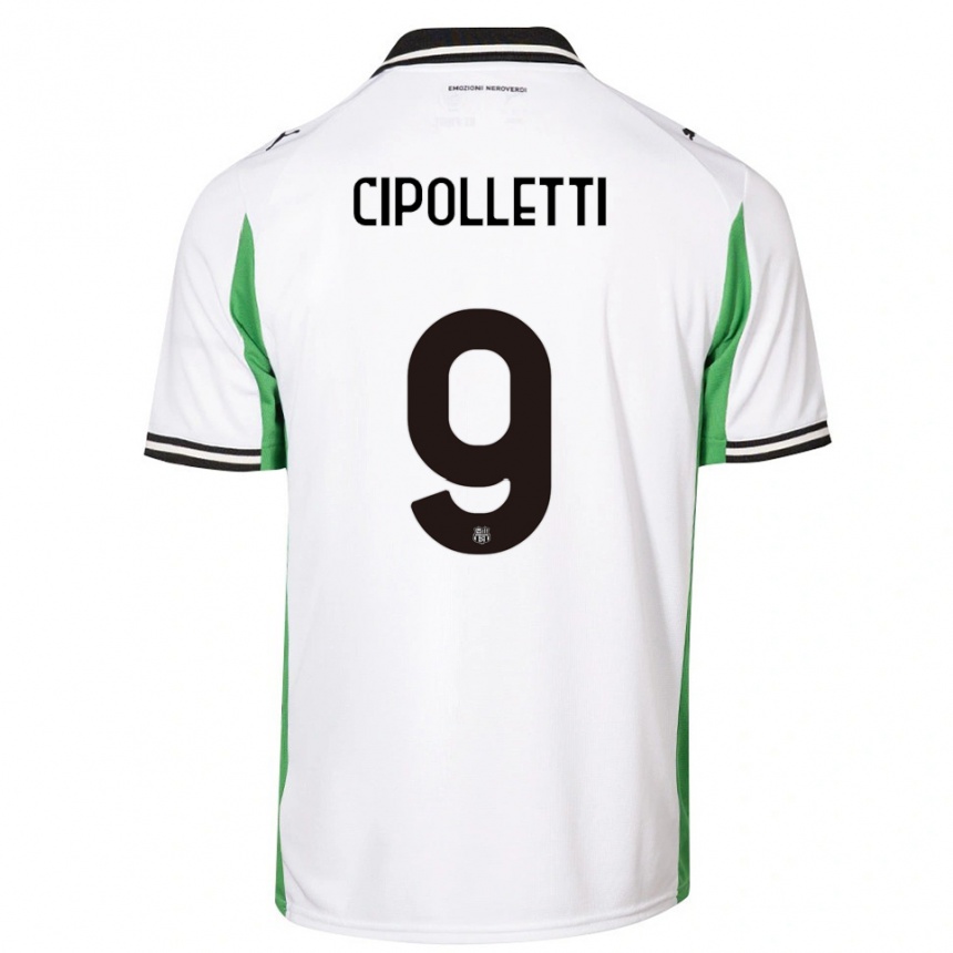 ילדים כדורגל Matteo Cipolletti #9 לבן ירוק שחור הרחק ג'רזי 2025/26