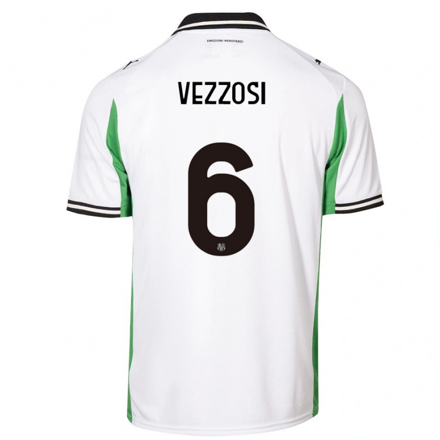 ילדים כדורגל Giorgio Vezzosi #6 לבן ירוק שחור הרחק ג'רזי 2025/26