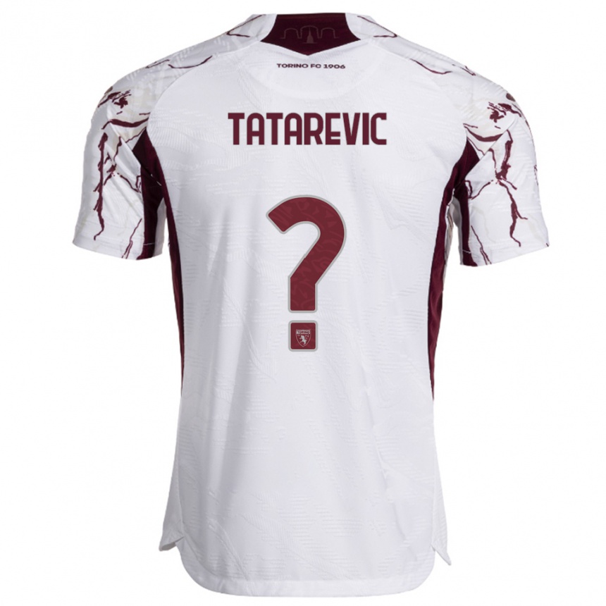 ילדים כדורגל Dino Tatarevic #0 לבן בורגונדי הרחק ג'רזי 2025/26
