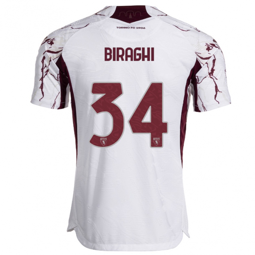 ילדים כדורגל כריסטיאנו ביראגי #34 לבן בורגונדי הרחק ג'רזי 2025/26