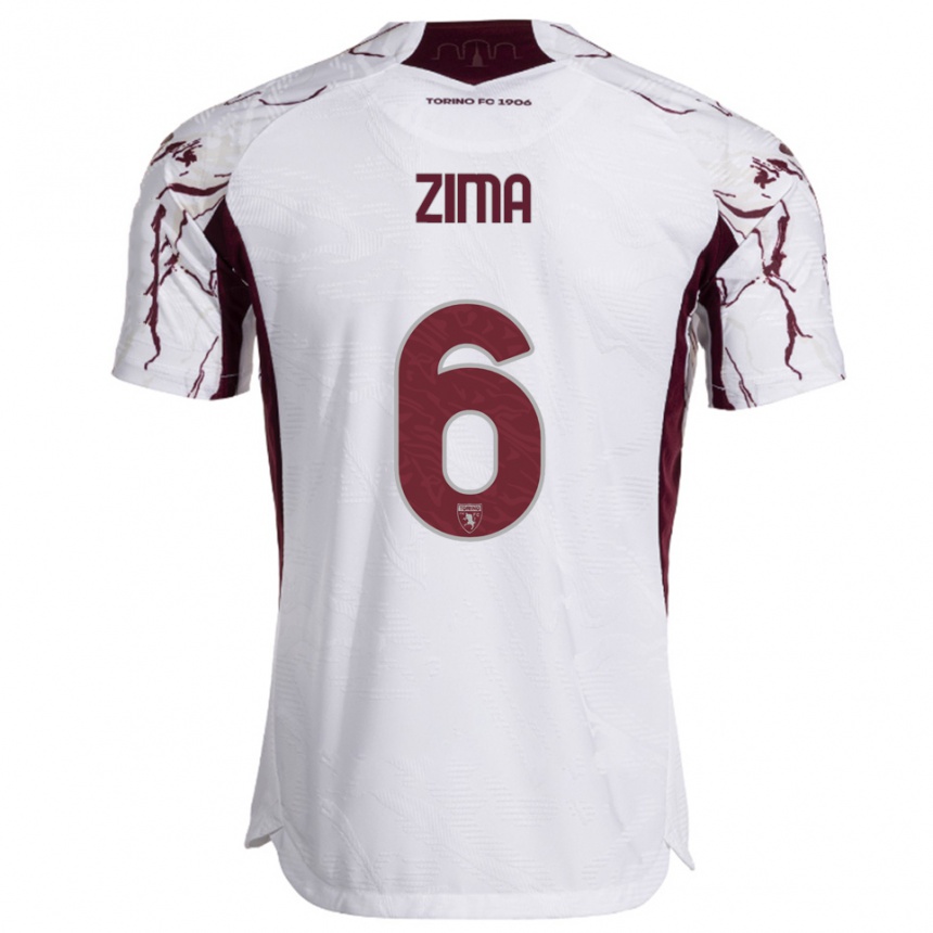 ילדים כדורגל דויד זימה #6 לבן בורגונדי הרחק ג'רזי 2025/26