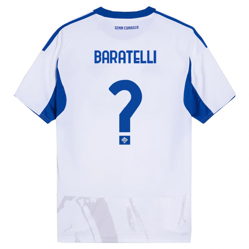 ילדים כדורגל Mattia Baratelli #0 לבן כחול הרחק ג'רזי 2025/26
