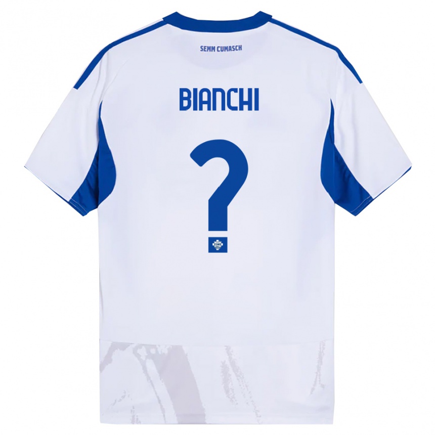 ילדים כדורגל Gianluca Bianchi #0 לבן כחול הרחק ג'רזי 2025/26