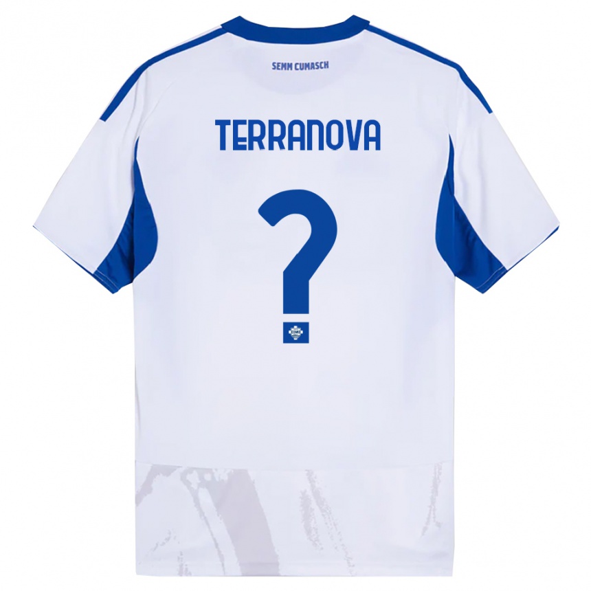ילדים כדורגל Mattia Terranova #0 לבן כחול הרחק ג'רזי 2025/26