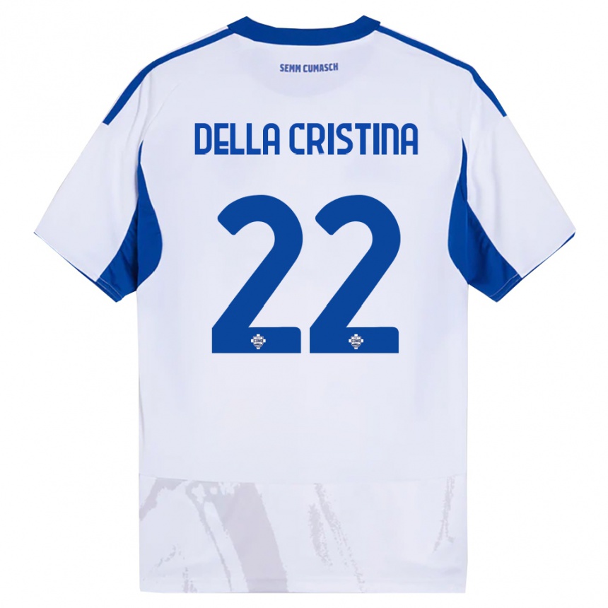 ילדים כדורגל Stefano Della Cristina #22 לבן כחול הרחק ג'רזי 2025/26