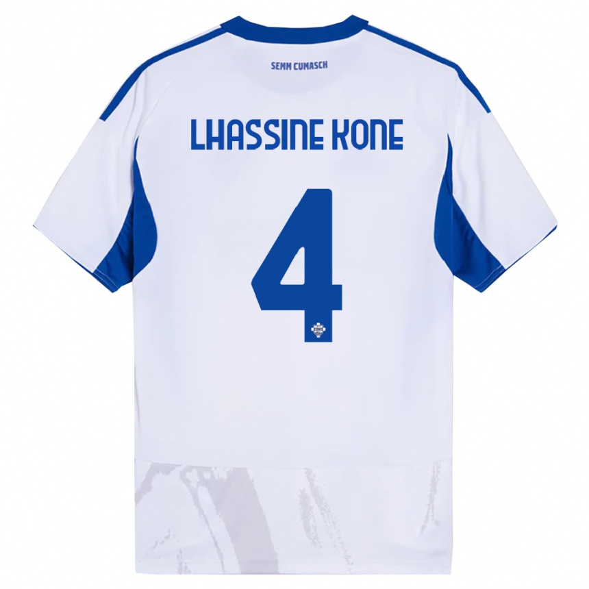 ילדים כדורגל Ben Lhassine Kone #4 לבן כחול הרחק ג'רזי 2025/26