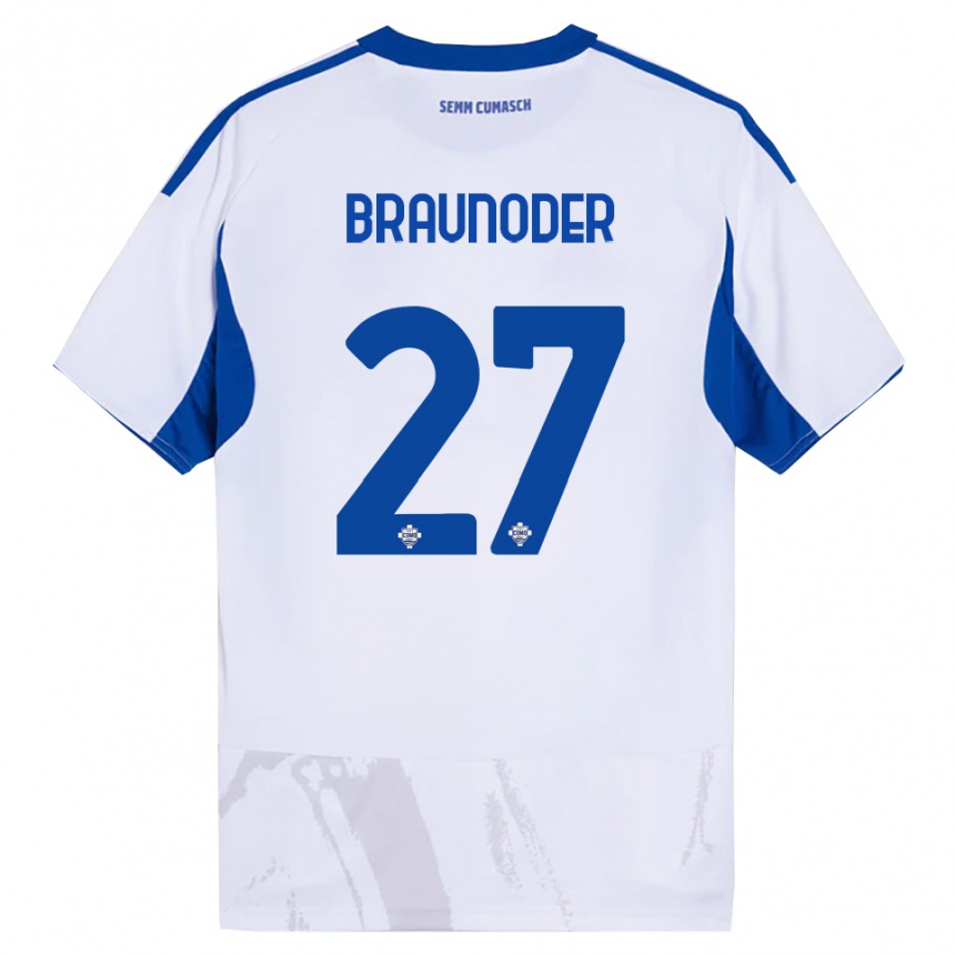 ילדים כדורגל Matthias Braunöder #27 לבן כחול הרחק ג'רזי 2025/26