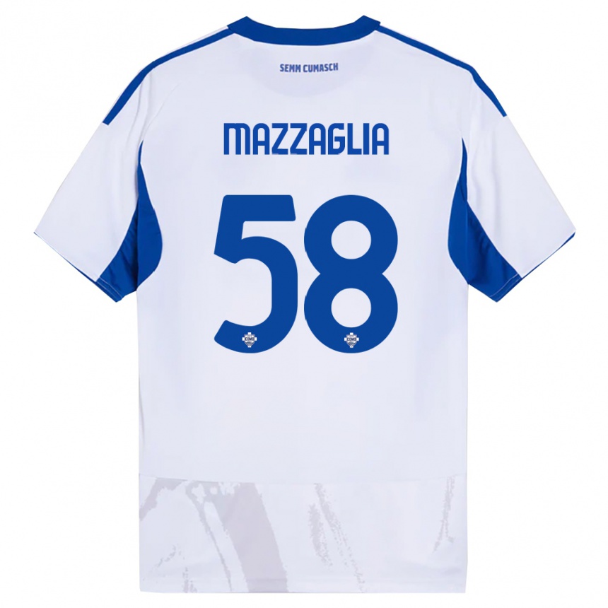 ילדים כדורגל Giuseppe Mazzaglia #58 לבן כחול הרחק ג'רזי 2025/26