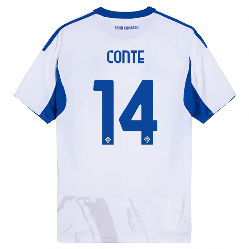 ילדים כדורגל Federico Conte #14 לבן כחול הרחק ג'רזי 2025/26