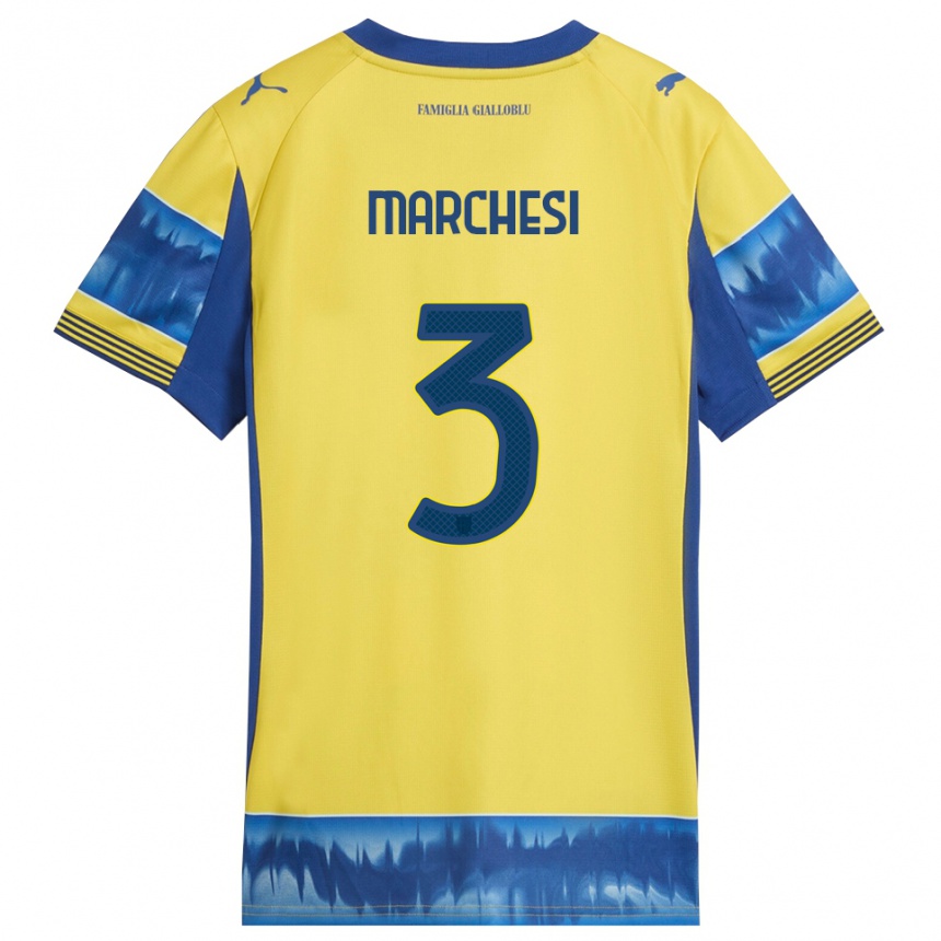 ילדים כדורגל Lorenzo Marchesi #3 צהוב כחול הרחק ג'רזי 2025/26