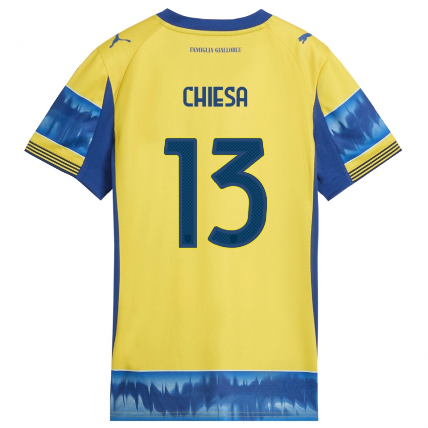 ילדים כדורגל Riccardo Chiesa #13 צהוב כחול הרחק ג'רזי 2025/26