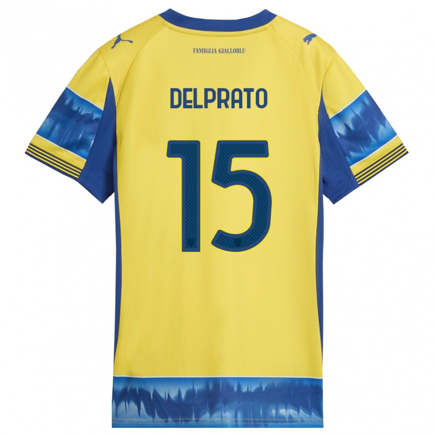 ילדים כדורגל Enrico Delprato #15 צהוב כחול הרחק ג'רזי 2025/26
