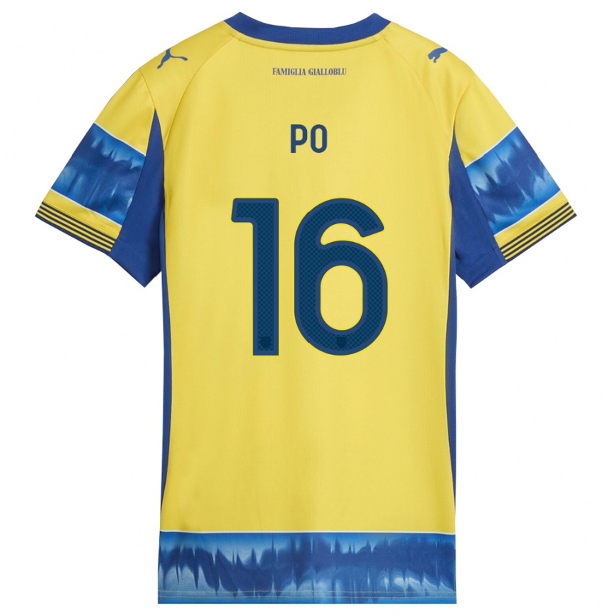 ילדים כדורגל Federico Po #16 צהוב כחול הרחק ג'רזי 2025/26