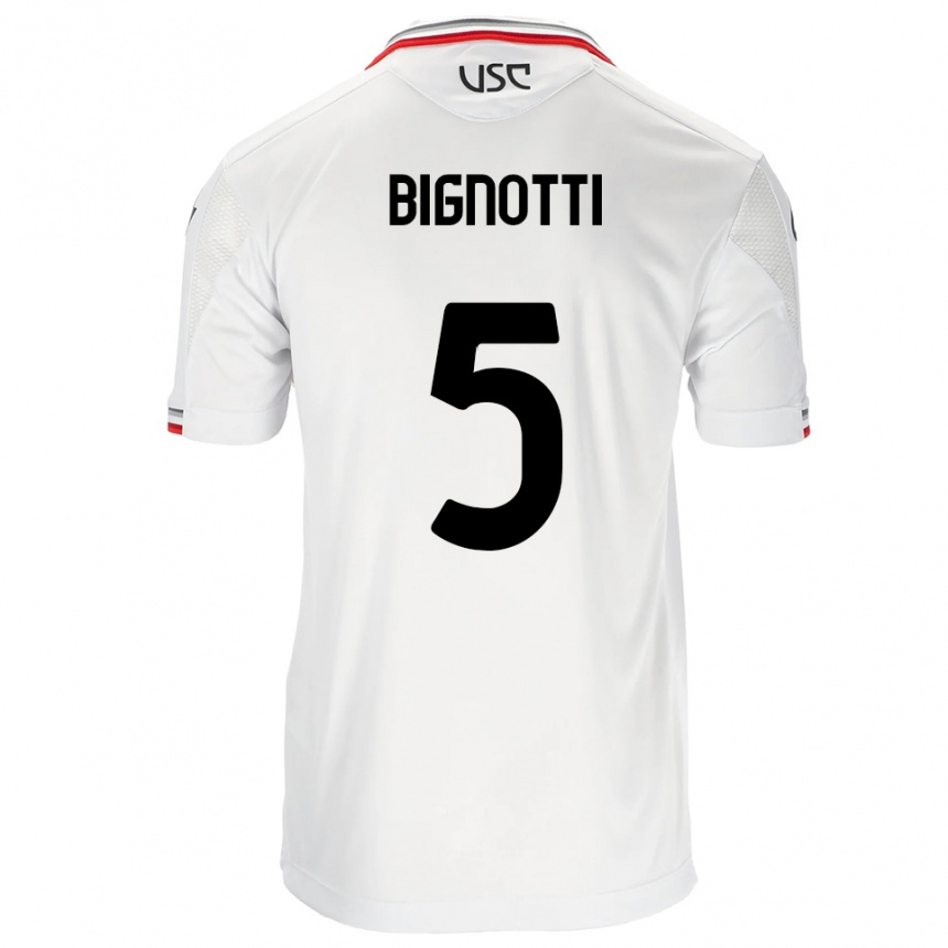 ילדים כדורגל Francesco Bignotti #5 לבן אדום הרחק ג'רזי 2025/26