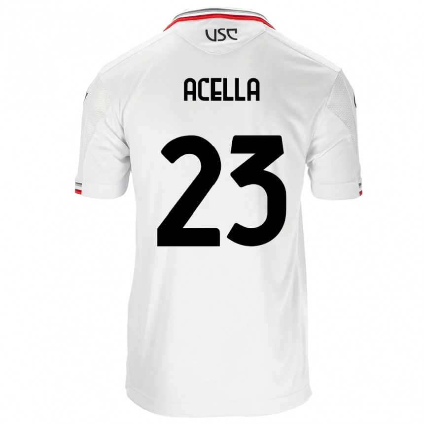 ילדים כדורגל Christian Acella #23 לבן אדום הרחק ג'רזי 2025/26